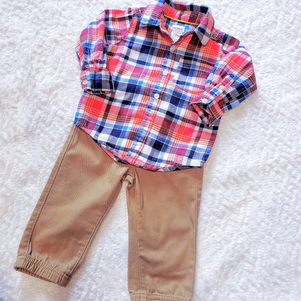 Carter's Plaid Button Down & Nautica Khakis